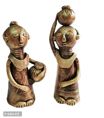Vaskarya Handmade Terracotta Clay Dokra  Showpiece (Set of Two)-thumb0