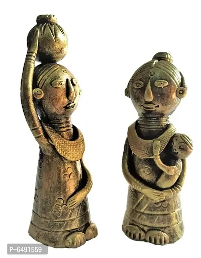 Vaskarya Handmade Terracotta Clay Dokra  Showpiece (Set of Two)-thumb0
