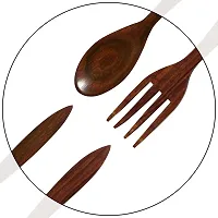 Craftcastle Handmade Spoon  Fork Set / Coffee Spoon / Dessert Spoon / Cutlery Kitchen Tableware Set of 6 {6 Inches} (12) (Brown 4 pcs)-thumb4