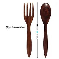 Craftcastle Handmade Spoon  Fork Set / Coffee Spoon / Dessert Spoon / Cutlery Kitchen Tableware Set of 6 {6 Inches} (12) (Brown 4 pcs)-thumb2