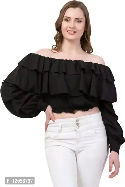 Beautiful Women Off-shoulder Crepe Top-thumb0