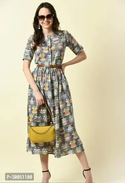 Classy Printed Crepe Dress For Women