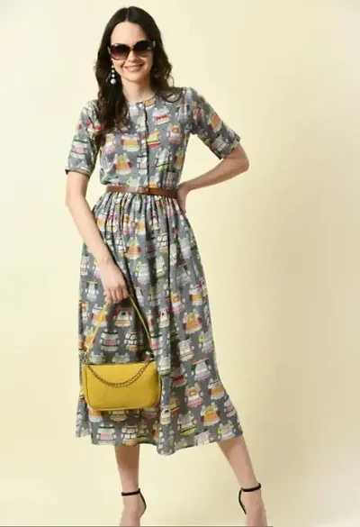 Trendy Printed Crepe Dresses For Women