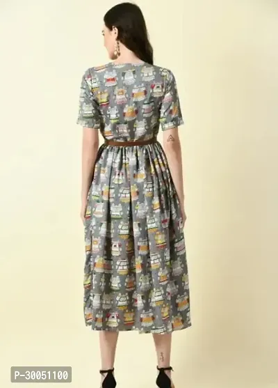 Classy Printed Crepe Dress For Women-thumb3