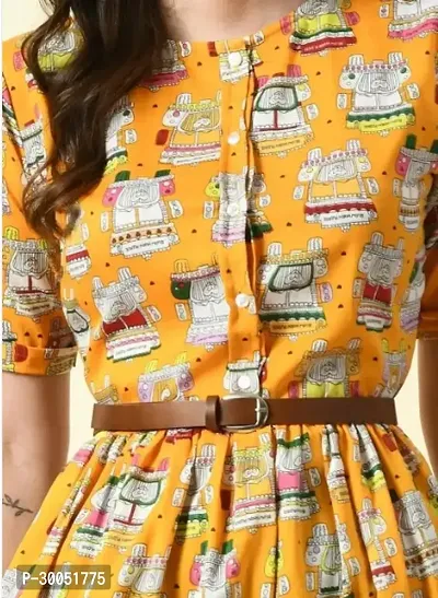 Elegant Printed Crepe Dress For Women-thumb2