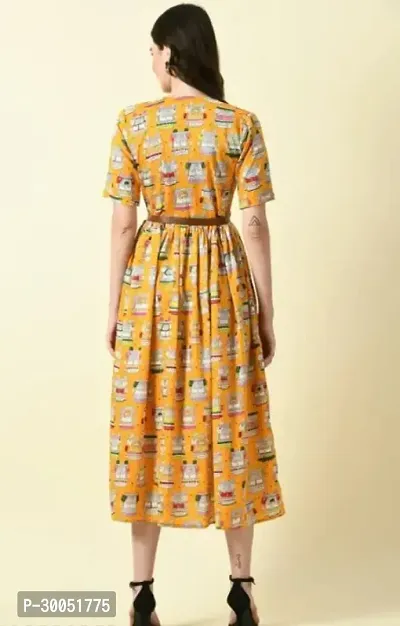 Elegant Printed Crepe Dress For Women-thumb3