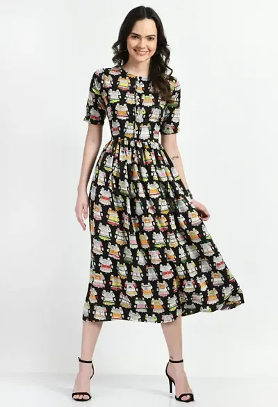 Trendy Printed Crepe Dresses For Women