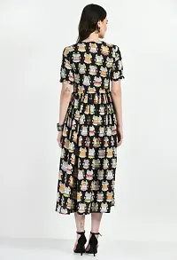 Beautiful Printed Crepe Dress With Belt For Women-thumb2