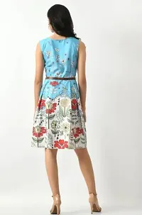 Stylish Floral Printed Fit and Flare Crepe Dress For Women-thumb1