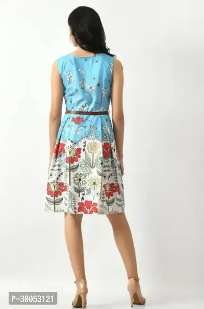 Stylish Floral Printed Fit and Flare Crepe Dress For Women-thumb2