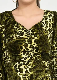 Stylish Velvet Animal Print Bodycon Dress For Women-thumb2