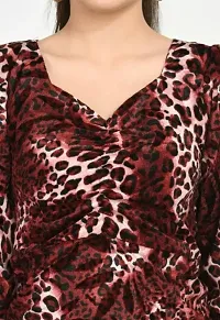 Stylish Animal Print Velvet Bodycon Dress For Women-thumb1