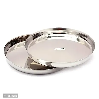 Steel Heavy Guage (22 Guage) Dinner Plate/Thali - 2 Quantity - Diamater - 10 Inch Each Plate-thumb0