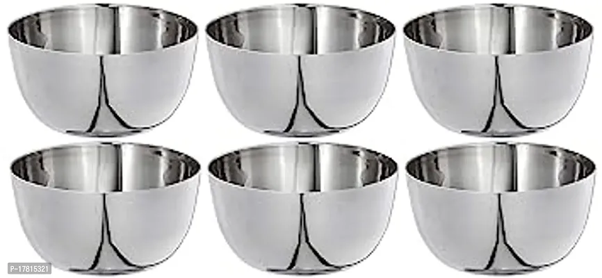 Premium Quality Stainless Steel Apple Vati/Bowl 55 inch 20g (Plain, Set of 6)