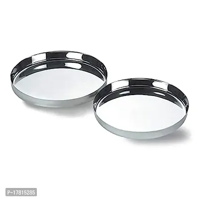 Stainless Steel Traditional Plate/Bhojan Thali/Khumcha Thali Set of 2, Size: 30 cm-thumb0