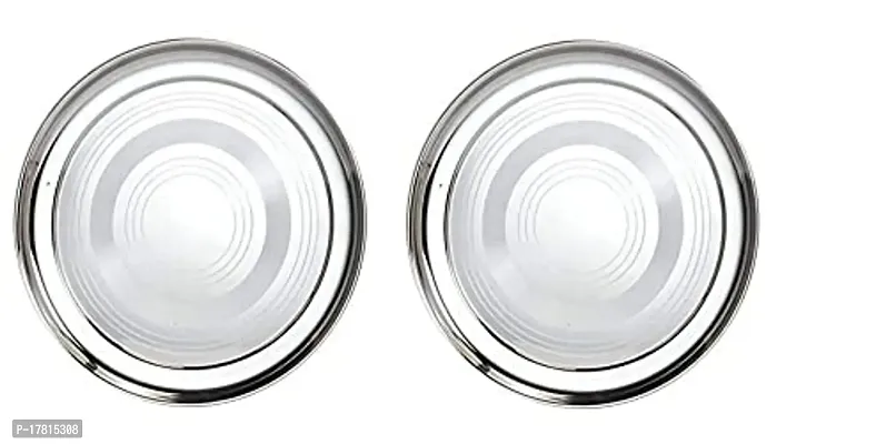 Stainless Steel Dinner Plate - 2 Pcs , Silver-thumb0