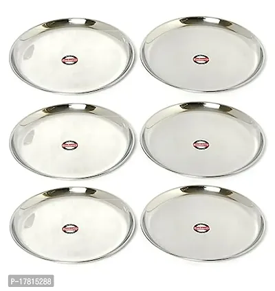 Plate Spl/Dinner Plate, Size 10, 23.6 cms (Pack of 6, Stainless Steel)-thumb0