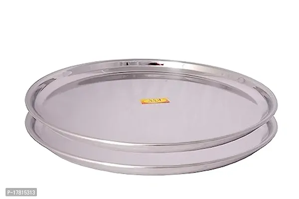 5 in1 Compartment Divided Plate-Bhojan Thali Steel-Mess Tray- Dinner Plate (Set of 2)-thumb0