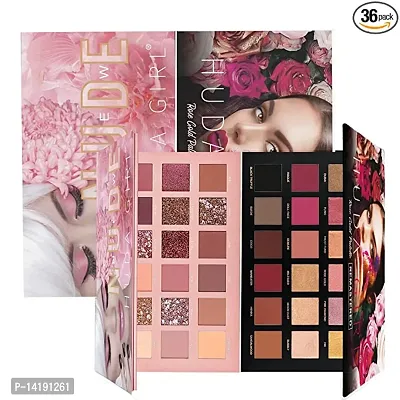 Matte And Shimmers Finish Rose Gold Remastered Edition + Nude Edition Eyeshadow Makeup Kit-thumb0