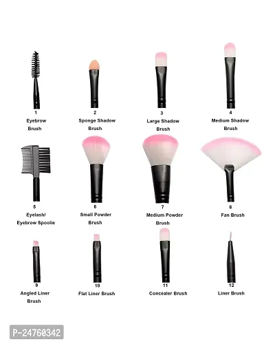 HUDA GIRL Beauty Professional Makeup Brush Set, 12Pcs Brush Kit with Pink Leather Case-thumb3