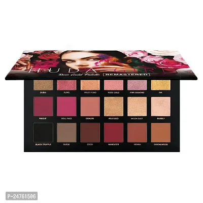 HUDA CRUSH BEAUTY Eyeshadow Palette with Brush Set Combo of Rose Gold Remastered Edition Eye Shadow Pallet with Pink Foundation Brush For Face Makeup-thumb2