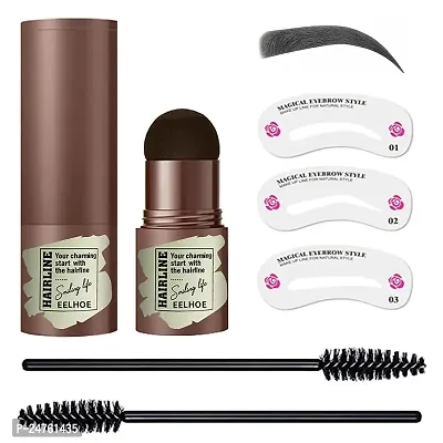 HUDA GIRL BEAUTY Professional Eyebrow Brown Color One Step Stamper with 3 Piece Stencils and 2 Pcs Eye Eye Brushes