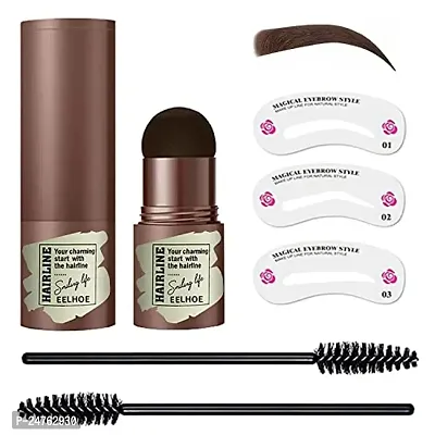 N.Y.N Professional Beauty Eyebrow Brown Color One Step Stamper with 3 Piece Stencils and 2 Pcs Eye Eye Brushes