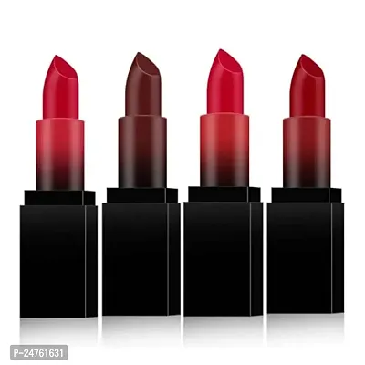 HUDA GIRL BEAUTY Fabulous 4 Red Edition Cushion Matte Lipstick, 4 in 1 Velvet Matte Finish Lipsticks Combo