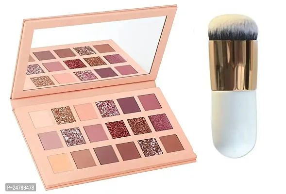 HUDA CRUSH BEAUTY Eyeshadow Palette with Brush Set Combo of The New Nude Eye Shadow Pallet with White Foundation Brush for Face Makeup-thumb0