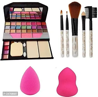 NYN Makeup Kit 6155 + 5 Pcs Makeup Brush + 2 Pc Blender Puff Combo-thumb0