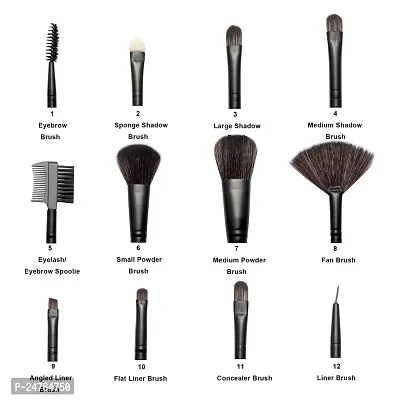 HUDA GIRL Beauty Professional Makeup Brush Set, 12Pcs Brush Kit with Black Leather Case-thumb4