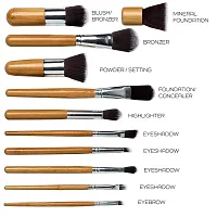 HUDA GIRL Beauty Professional Makeup Brushes with Blender Puff 11 Pieces Natural Bamboo Handle, Travel Case - Wooden-thumb1