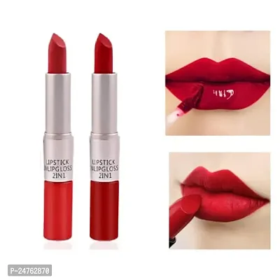 HUDACRUSH BEAUTY Lipsticks Combo Set of 2 Double-Head 2-in-1 Crayon LAK Matte Me Liquid Lipstick (Contain Shade may vary)-thumb0
