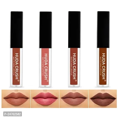 HUDACRUSH BEAUTY Professional Liquid Lipstick Combo Pack, Set of 4 Mini Lipsticks, Super Stay Matte Finish Lipsticks - New Nude Edition