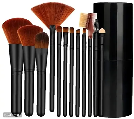 Focallure Professional Makeup Kit for Girls - 12Pcs Foundation Eyeshadow Eyeliner Concealer Contour Make up Blending Brushes (Black)