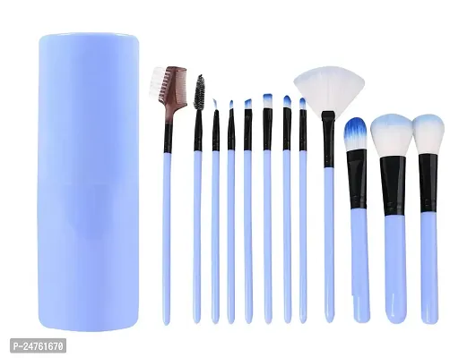 Focallure Professional Makeup Brushes Set for Womens/Girls - 12Pcs Syntheic Fiber Hair Brush Set for Make Up (Blue)