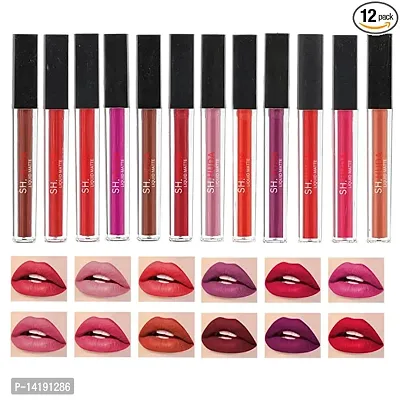 Matte Finish, Long Lasting, Waterproof Liquid Lipsticks For Women,  Set Of 12 Pcs-thumb0