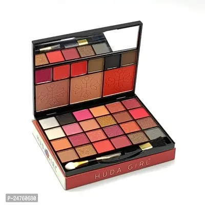 HUDA GIRL BEAUTY All in One Makeup Kit - Eyeshadow with Brush, Contour, Highlighter, Lip Colors, Eyebrow Powder, Blusher.