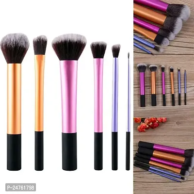 NANCY AJRAM X REAL TECHNIQUES 6 PCS luxury black colorful synthetic hair makeup eyebrow lip brush, individual long tube vegan gold makeup brush set-thumb3