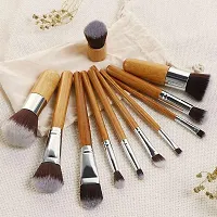 HUDA GIRL Beauty Professional Makeup Brushes with Blender Puff 11 Pieces Natural Bamboo Handle, Travel Case - Wooden-thumb4