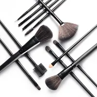 HUDA GIRL Beauty Professional Makeup Brush Set, 12Pcs Brush Kit with Black Leather Case-thumb1