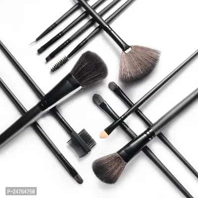 HUDA GIRL Beauty Professional Makeup Brush Set, 12Pcs Brush Kit with Black Leather Case-thumb2