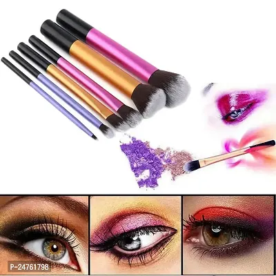 NANCY AJRAM X REAL TECHNIQUES 6 PCS luxury black colorful synthetic hair makeup eyebrow lip brush, individual long tube vegan gold makeup brush set-thumb5