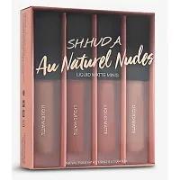 Sh.Huda Professional Beauty Lipstick Combo Pack, Set of 4 Nude Edition Liquid Mini Lipsticks, Matte Finish - Multicolor-thumb1