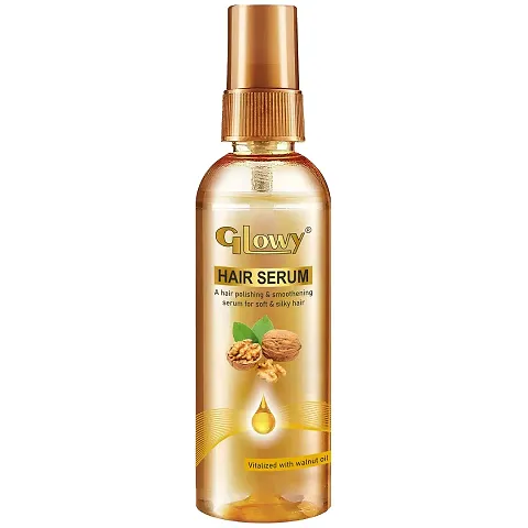 GLOWY Professional Hair Serum Vitalized with Walnut and Almond Oil | Serum for Hair Fall Control, and Heat Protection | Get Shining and Smooth Hairs for Women and Men (100ml)