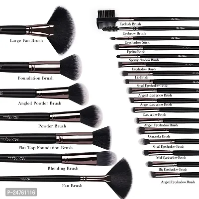 HUDA GIRL BEAUTY PROFESSIONAL 24 Pcs Makeup Brush Set for Foundation, Face Powder, Blush Blending Brushes, Cruelty-Free Synthetic Fiber Bristles with Leather Case (Handle May Vary)-thumb4