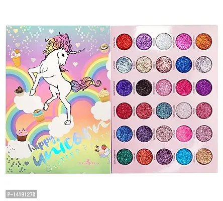 Multicolor Glittery Unicorn Glitter Eyeshadow Palette, Shimmery Finish