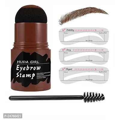 HUDACRUSH GIRL BEAUTY Eyebrow Stamp Stencil Kit, One Step Brow Stamp Makeup Powder, Reusable Eyebrow Stencils Shape Thicker and Fuller Brows, Waterproof Long Lasting (Light Brown)