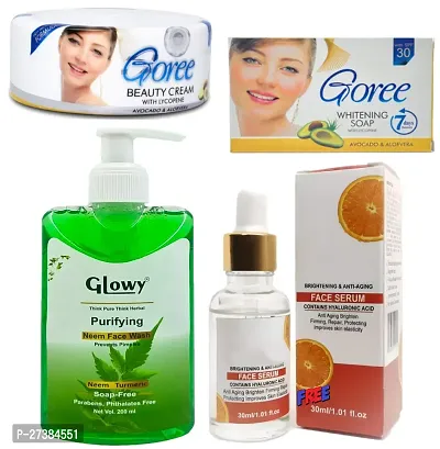Neem Face Wash  Vitamin C Face Serum  Goree Cream  and Soap   Your 4 in 1 Face Care Combo Pack for Radiant Beauty