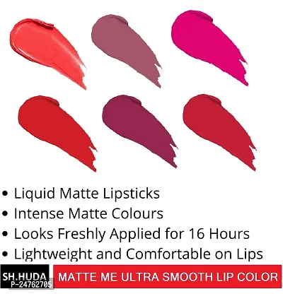 SH.HUDA Professional Beauty 6 Pcs Matte Me Liquid Lipstick Set - Long Lasting. Waterproof, Non Stick Lipsticks for Women-thumb3